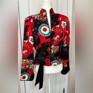 JS Collections Silk Floral Women’s Blazer with Belt Size 8